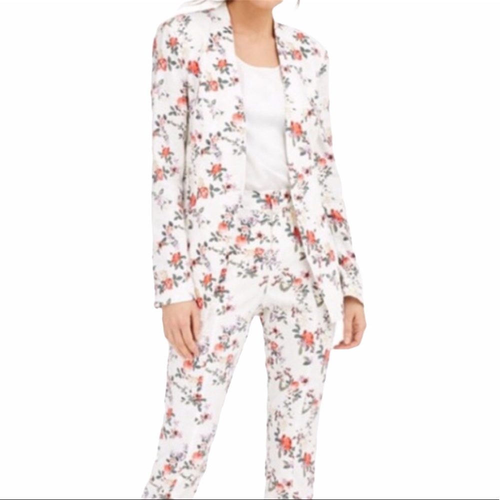 NWOT Inc Linen Blend Rose Floral Blazer  Closeout - Picture 2 of 11